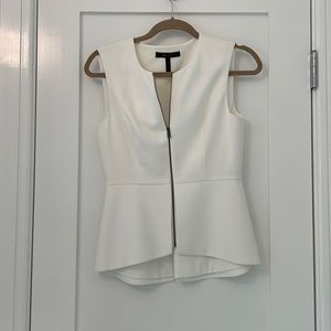Bcbg white zip up blouse